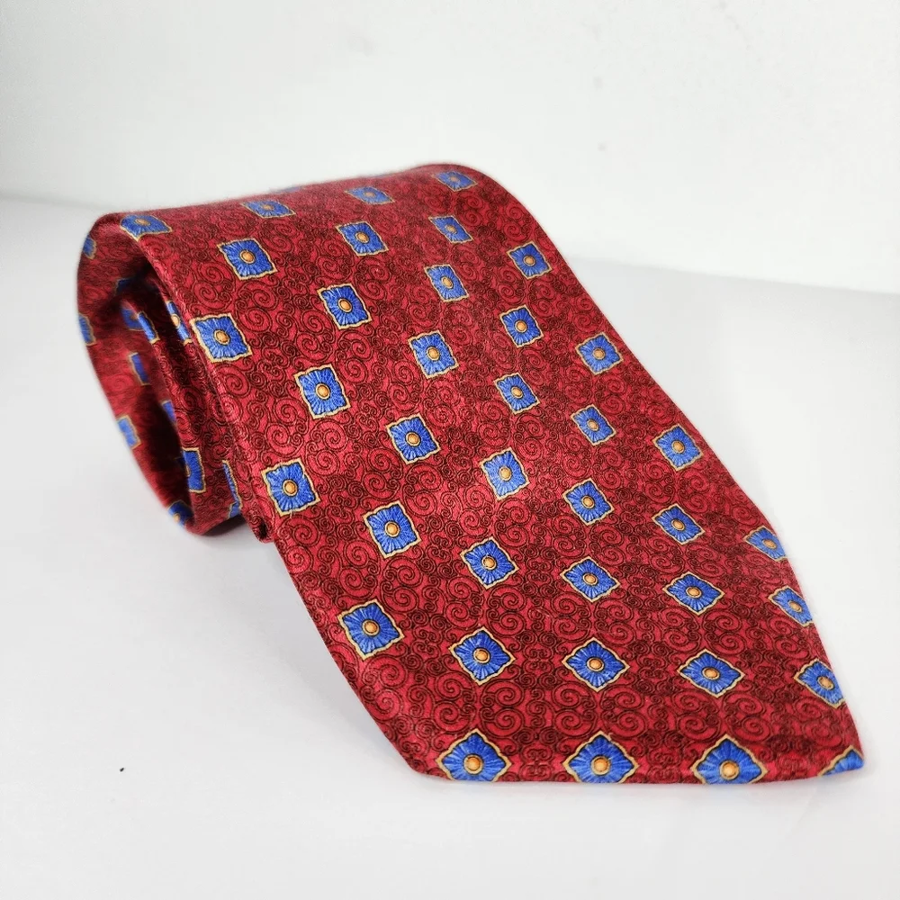 FABERGE Red & Blue Silk Tie.